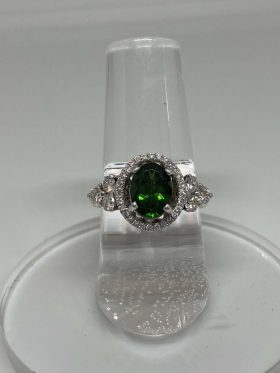 18K Two Toned White And Yellow Gold Tsavorite Ring