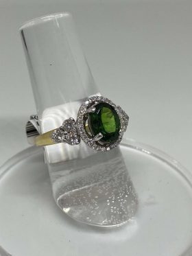 18K Two Toned White And Yellow Gold Tsavorite Ring