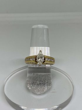 14kt Yellow Gold Marquise Cut Diamond Engagement Ring