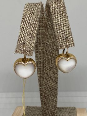 18Kt Yellow Gold Mother Of Pearl Heart Earrings