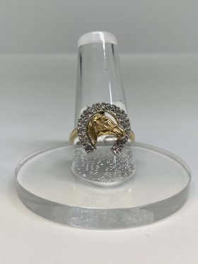 Gold diamond ring horse