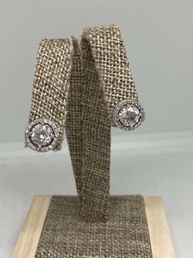 14kt White Gold Diamond Halo Earrings