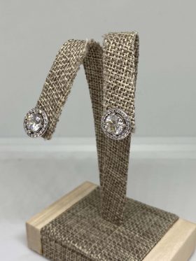 14kt White Gold Diamond Halo Earrings