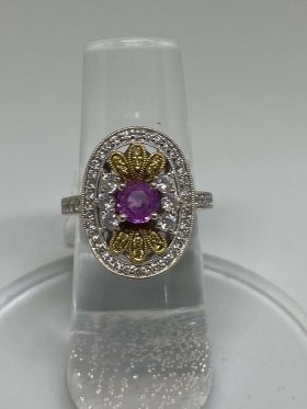 18K White Gold Pink Sapphire Ring