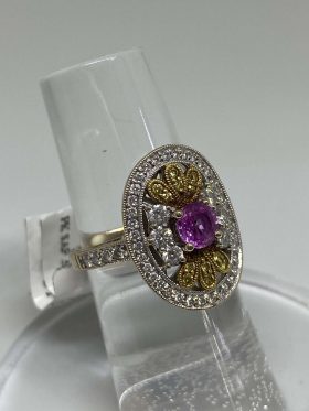 18K White Gold Pink Sapphire Ring