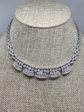 18K White Gold Plated Yellow Gold Diamond Necklace