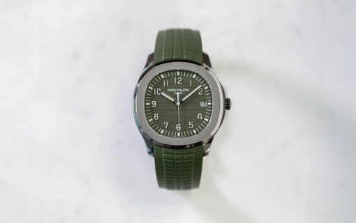 Watch with green strap