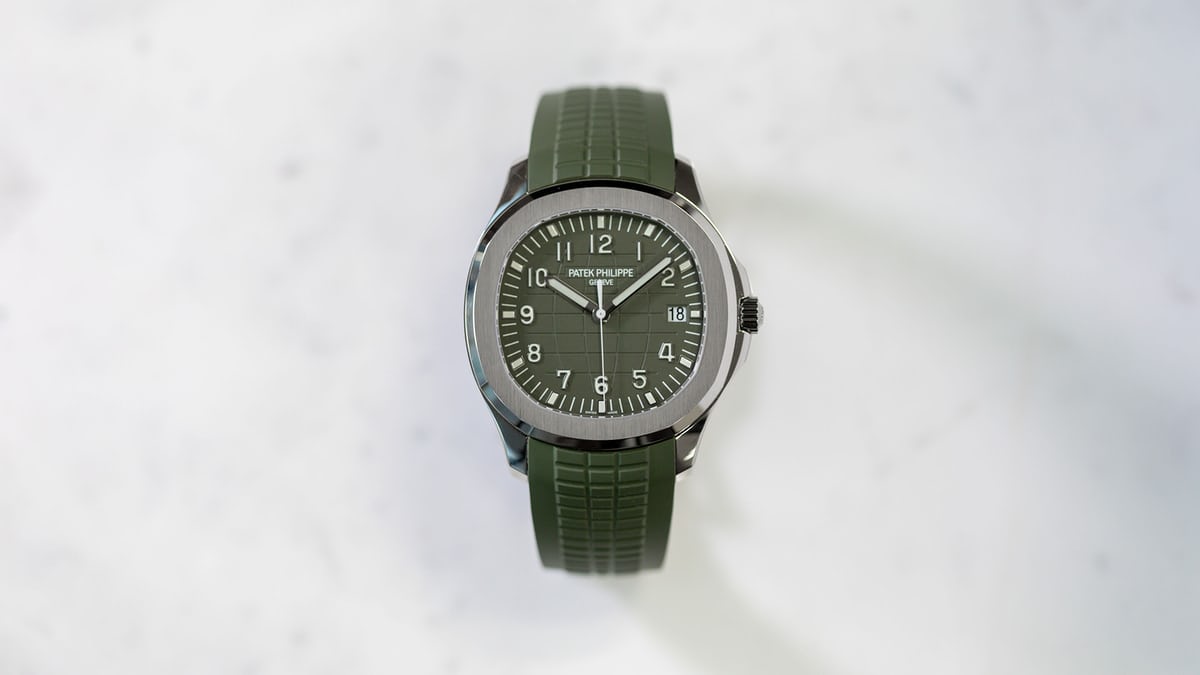 Watch with green strap